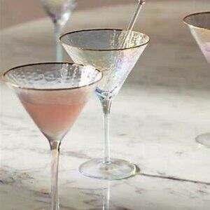 Anthropologie Zaza Lustered Martini Glasses, Set of 4 Color Oyster